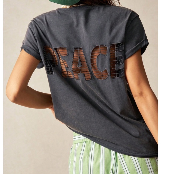 Mineral Wash V neck Reverse Stitch Short Sleeve Top - Picture 4 of 6